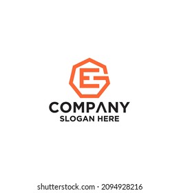 E initial hexagon letter logo template vector