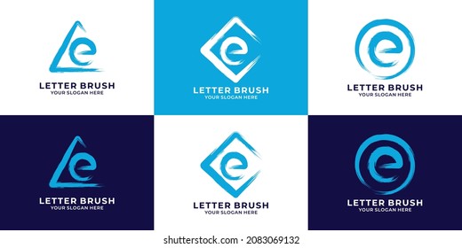 E-Logo für die erste Briefbürste für das Logo für Unternehmen und Markenbezeichnungen