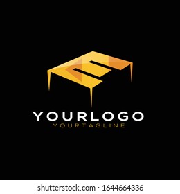 Letra inicial logotipo 3D elegante dorado