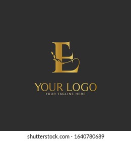 E Initial letter Gold Logo Icon classy gold letter suitable for boutique restaurant wedding service hotel or business identity.