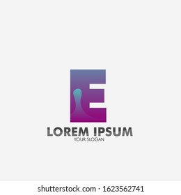 E initial letter logo icon with liquid effect for creative and business company