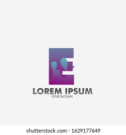 E initial letter logo icon with liquid effect for creative and business company
