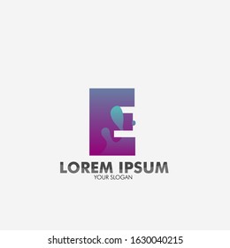 E initial letter logo icon with liquid effect for creative and business company