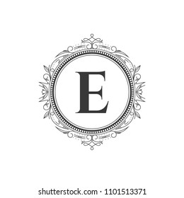 E initial letter logo template with luxury ornament