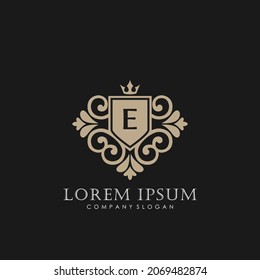 E Letra inicial Modelo de logotipo de lujo en arte vectorial para restaurante, Royalty, Boutique, Cafe, Hotel, Heraldic, Jewelry, Moda y otras ilustraciones vectoriales