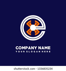 E  initial letter, modern logo design template vector