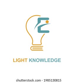 E Initial Letter Simple Modern Education Academy Logo template with Lamp Bulb and Book Icon. Smart, knowledge and science business logo concept