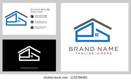 E initial logo with business card vector template