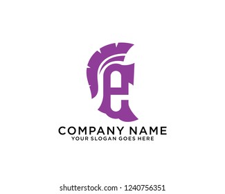 E Initial logo concept with spartan template vector