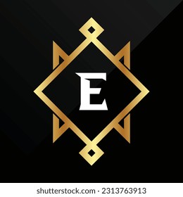 E Initial luxury gold Letter Type Logo Sign Symbol Icon Simple Elegance