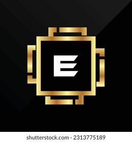E Initial luxury gold Letter Type Logo Sign Symbol Icon Simple Elegance