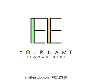 E & E initial minimalist logo template vector