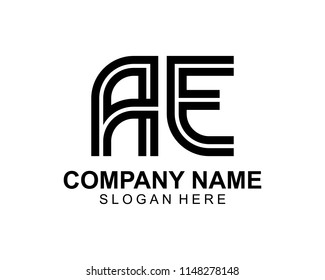 A E Initial outline logo template vector