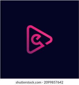 E Initial play logo design vector illustration