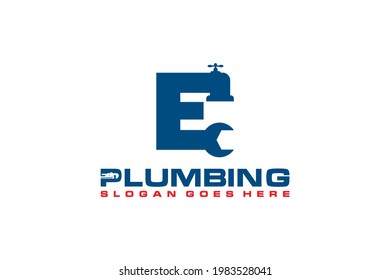 E Initial for Plumbing Service Logo Template, Water Service Logo icon.