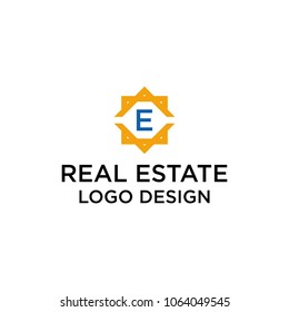 E initial for real estate logo design