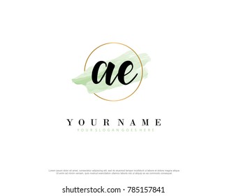 A E Initial Water Color Logo Template Vector