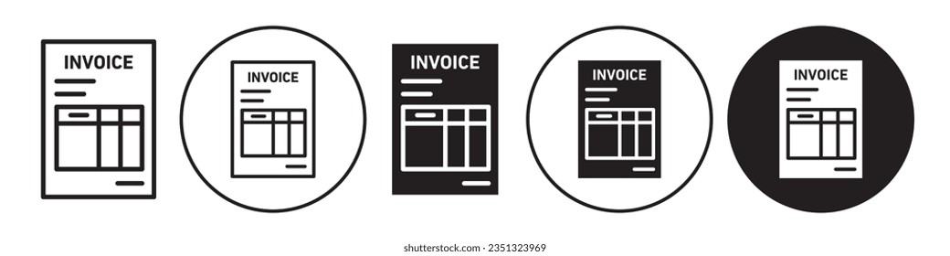 E- Invoice Icon. Symbol of online bill payment receipt form to fill. Vector set of financial purchase accounting sheet. Flat outline of order sale due 