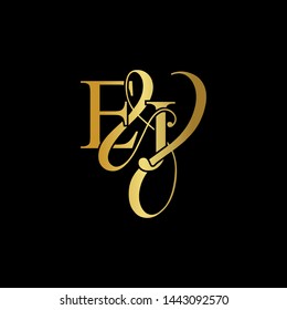 E & J / EJ logo initial vector mark. Initial letter E & J EJ luxury art vector mark logo, gold color on black background.