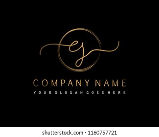 E J Initial handwriting logo vector