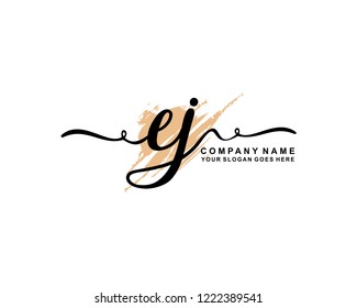 E J Initial Handwriting Logo Template