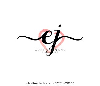 E J Initial handwriting logo vector
