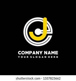 E J initial letter, modern logo design template vector