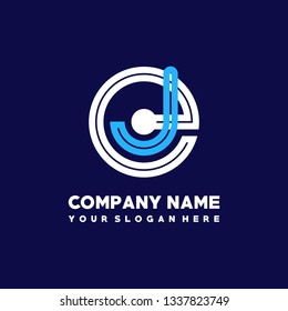 E J initial letter, modern logo design template vector