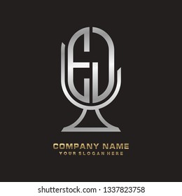 E J initial letter, modern logo design template vector