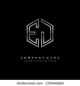 E J initial letter, modern logo design template vector