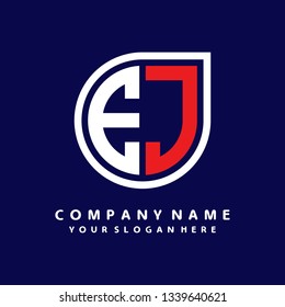 E J initial letter, modern logo design template vector