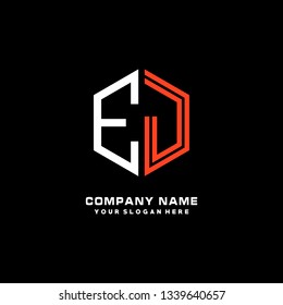 E J initial letter, modern logo design template vector