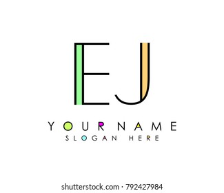 E & J initial minimalist logo template vector