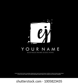 E J initial square logo template vector