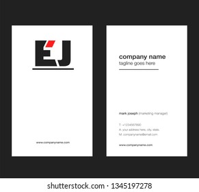 E J letters Joint logo icon with business card vector template.
