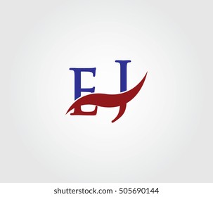 E and J Swoosh Initial Logo Vector