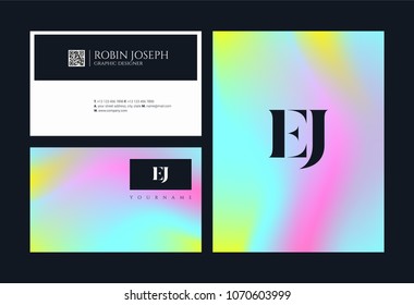 E JK, E & J Alphabet joint logo icon with business card vector template.
