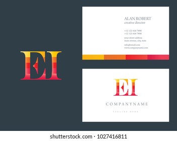 E & I joint logo multi color letters with business card template