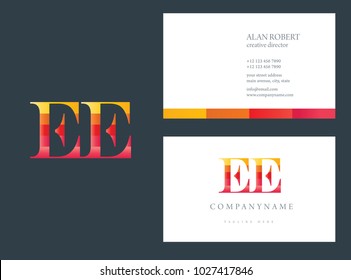 E & E joint logo multi color letters design with business card template