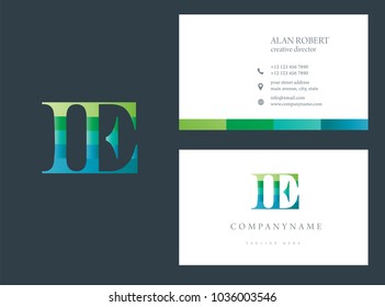 I & E joint logo multi color letter design with business card template