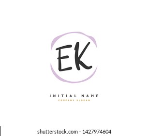 E K EK Beauty vector initial logo, handwriting logo of initial signature, wedding, fashion, jewerly, boutique, floral and botanical with creative template for any company or business.