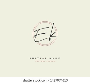 E K EK Beauty vector initial logo, handwriting logo of initial signature, wedding, fashion, jewerly, boutique, floral and botanical with creative template for any company or business.