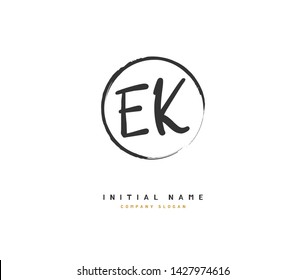 E K EK Beauty vector initial logo, handwriting logo of initial signature, wedding, fashion, jewerly, boutique, floral and botanical with creative template for any company or business.