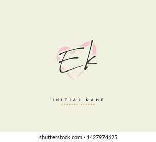 E K EK Beauty vector initial logo, handwriting logo of initial signature, wedding, fashion, jewerly, boutique, floral and botanical with creative template for any company or business.
