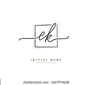 E K EK Beauty vector initial logo, handwriting logo of initial signature, wedding, fashion, jewerly, boutique, floral and botanical with creative template for any company or business.