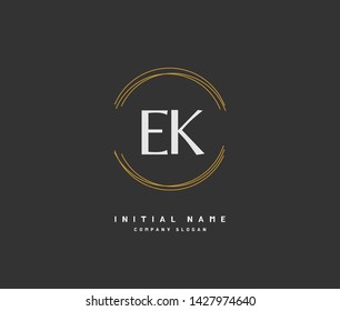 E K EK Beauty vector initial logo, handwriting logo of initial signature, wedding, fashion, jewerly, boutique, floral and botanical with creative template for any company or business.