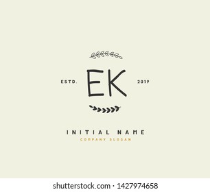 E K EK Beauty vector initial logo, handwriting logo of initial signature, wedding, fashion, jewerly, boutique, floral and botanical with creative template for any company or business.