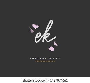 E K EK Beauty vector initial logo, handwriting logo of initial signature, wedding, fashion, jewerly, boutique, floral and botanical with creative template for any company or business.