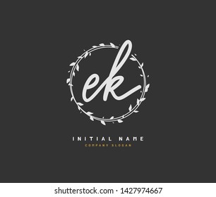 E K EK Beauty vector initial logo, handwriting logo of initial signature, wedding, fashion, jewerly, boutique, floral and botanical with creative template for any company or business.
