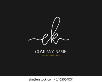 E K EK Initial handwriting logo design with circle. Beautyful design handwritten logo for fashion, team, wedding, luxury logo.